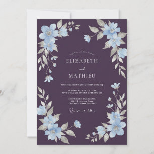 Invitation Mariage d'hiver gracieux au plum