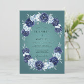 Invitation Mariage d'hiver gracieux sarcelle foncé (Debout devant)
