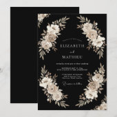 Invitation Mariage d'hiver grand noir (Devant / Derrière)