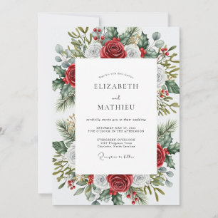 Invitation Mariage d'hiver grandiose cramoisi