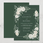 Invitation Mariage d'hiver grandioso vert forêt (Devant / Derrière)