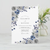 Invitation Mariage d'hiver gris acier lustré (Debout devant)