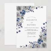 Invitation Mariage d'hiver gris acier lustré (Devant / Derrière)