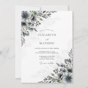 Invitation Mariage d'hiver gris ardoise maussade
