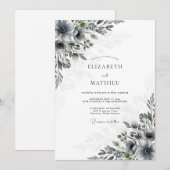 Invitation Mariage d'hiver gris ardoise maussade (Devant / Derrière)