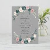 Invitation Mariage d'hiver gris charbon mélancolique (Debout devant)