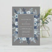 Invitation Mariage d'hiver gris raffiné (Debout devant)