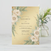 Invitation Mariage d'Hiver Illustre en Or (Debout devant)