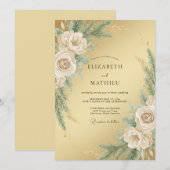Invitation Mariage d'Hiver Illustre en Or (Devant / Derrière)