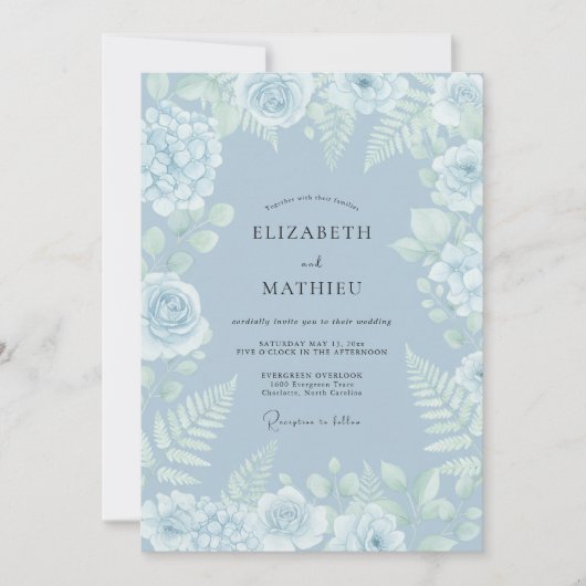 Invitation Mariage d'hiver immaculé bleu poudre (Devant)