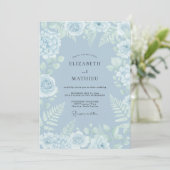 Invitation Mariage d'hiver immaculé bleu poudre (Debout devant)