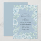 Invitation Mariage d'hiver immaculé bleu poudre (Devant / Derrière)
