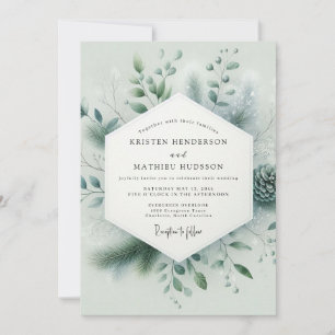 Invitation Mariage d'hiver immaculé vert sauge