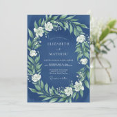 Invitation Mariage d'hiver impeccable bleu marine (Debout devant)