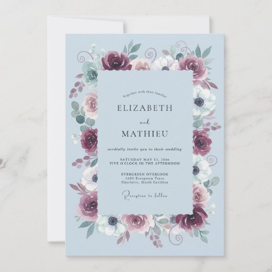Invitation Mariage d'hiver impérial burgundy (Devant)