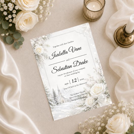 Invitation Mariage d'hiver intemporel