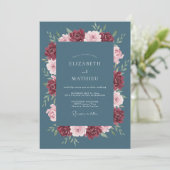 Invitation Mariage d'hiver Luxe Bleu Ardoise (Debout devant)