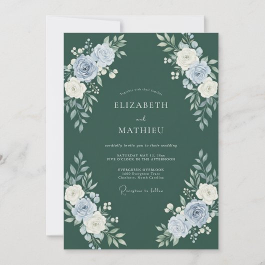 Invitation Mariage d'hiver luxuriant vert chasseur (Devant)