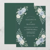 Invitation Mariage d'hiver luxuriant vert chasseur (Devant / Derrière)