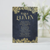 Invitation Mariage D'Hiver Luxury Marine Bleu Et Or (Debout devant)