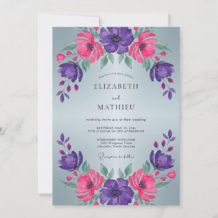 Invitation Mariage d'hiver Magenta Violet Vivid