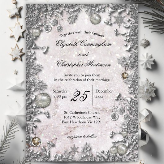 Invitation Mariage d'hiver magique Noël