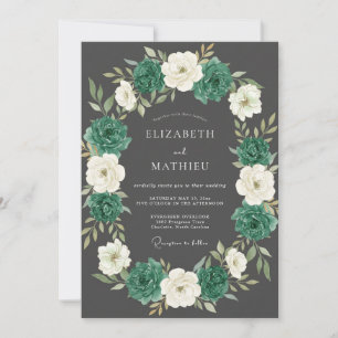 Invitation Mariage d'hiver majestueux vert émeraude