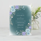 Invitation Mariage d'hiver maussade sarcelle profonde (Debout devant)