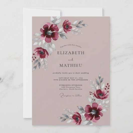 Invitation Mariage d'hiver mauve poli (Devant)