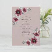 Invitation Mariage d'hiver mauve poli (Debout devant)