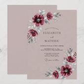 Invitation Mariage d'hiver mauve poli (Devant / Derrière)