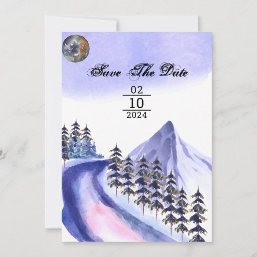 Invitation Mariage d'hiver Modèle modifiable des arbres de mo (Dos)
