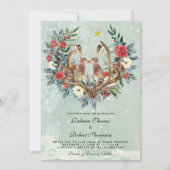 Invitation mariage d'hiver moderne baies rouges florales lièv (Devant)