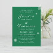 Invitation Mariage d'hiver moderne Elegant Vert (Debout devant)