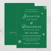 Invitation Mariage d'hiver moderne Elegant Vert (Devant / Derrière)