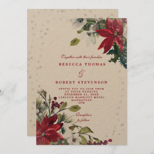 Invitation mariage d'hiver moderne mariage de fleurs rustique