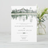 Invitation Mariage d'hiver | Montagnes Rustiques | Code QR (Debout devant)