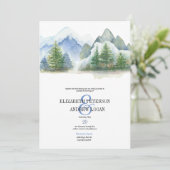 Invitation Mariage d'Hiver | Montagnes Rustiques | Code QR (Debout devant)