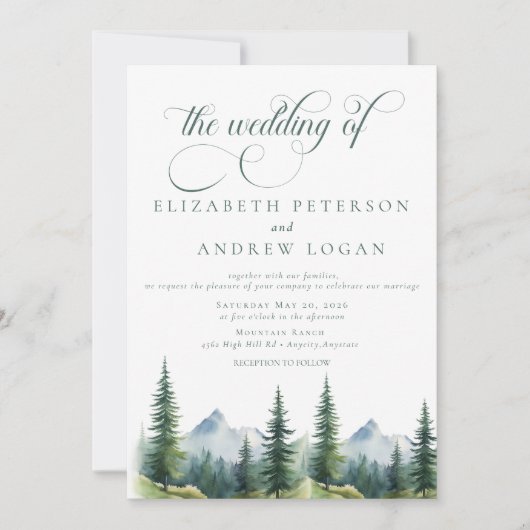 Invitation Mariage d'hiver | Montagnes Rustiques | QR Code In (Devant)