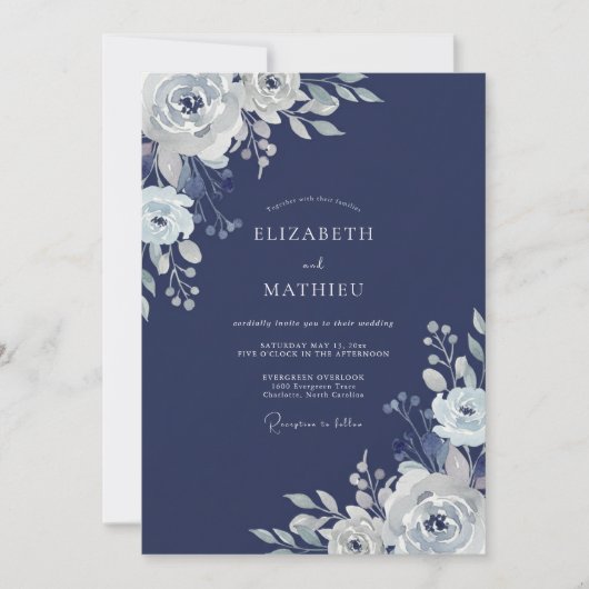 Invitation Mariage d'hiver naval brusque (Devant)