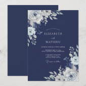 Invitation Mariage d'hiver naval brusque (Devant / Derrière)