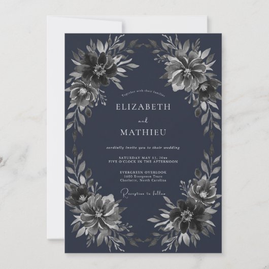 Invitation Mariage d'hiver naval maussade (Devant)