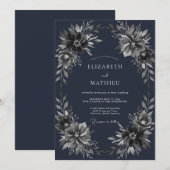 Invitation Mariage d'hiver naval maussade (Devant / Derrière)