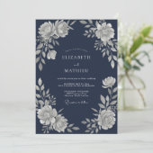 Invitation Mariage d'hiver naval scintillant (Debout devant)