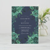 Invitation Mariage d'hiver Navy Emerald (Debout devant)