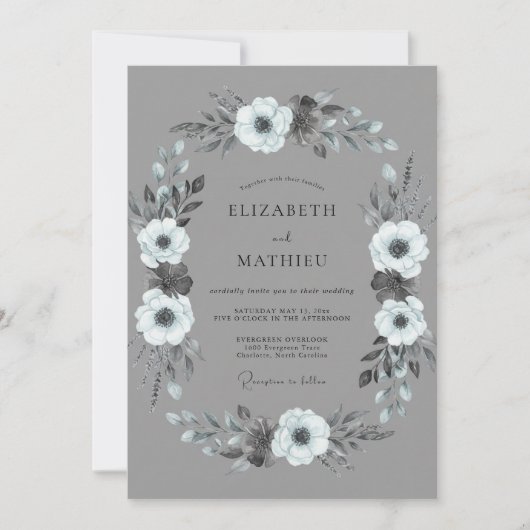 Invitation Mariage d'hiver Noble Étain (Devant)