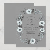 Invitation Mariage d'hiver Noble Étain (Devant / Derrière)
