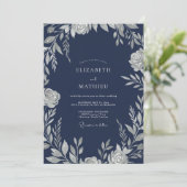 Invitation Mariage d'hiver noble marine (Debout devant)