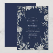 Invitation Mariage d'hiver noble marine (Devant / Derrière)
