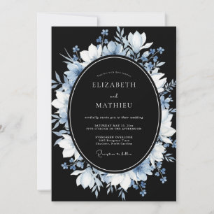 Invitation Mariage d'hiver noir et atmosphérique